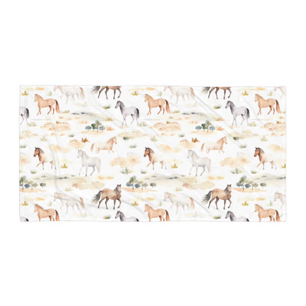 Watercolour Horses Towel