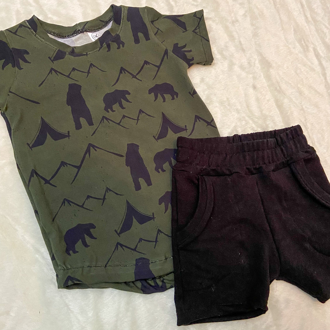 Basic T + Jogger Shorts - Forest Bears