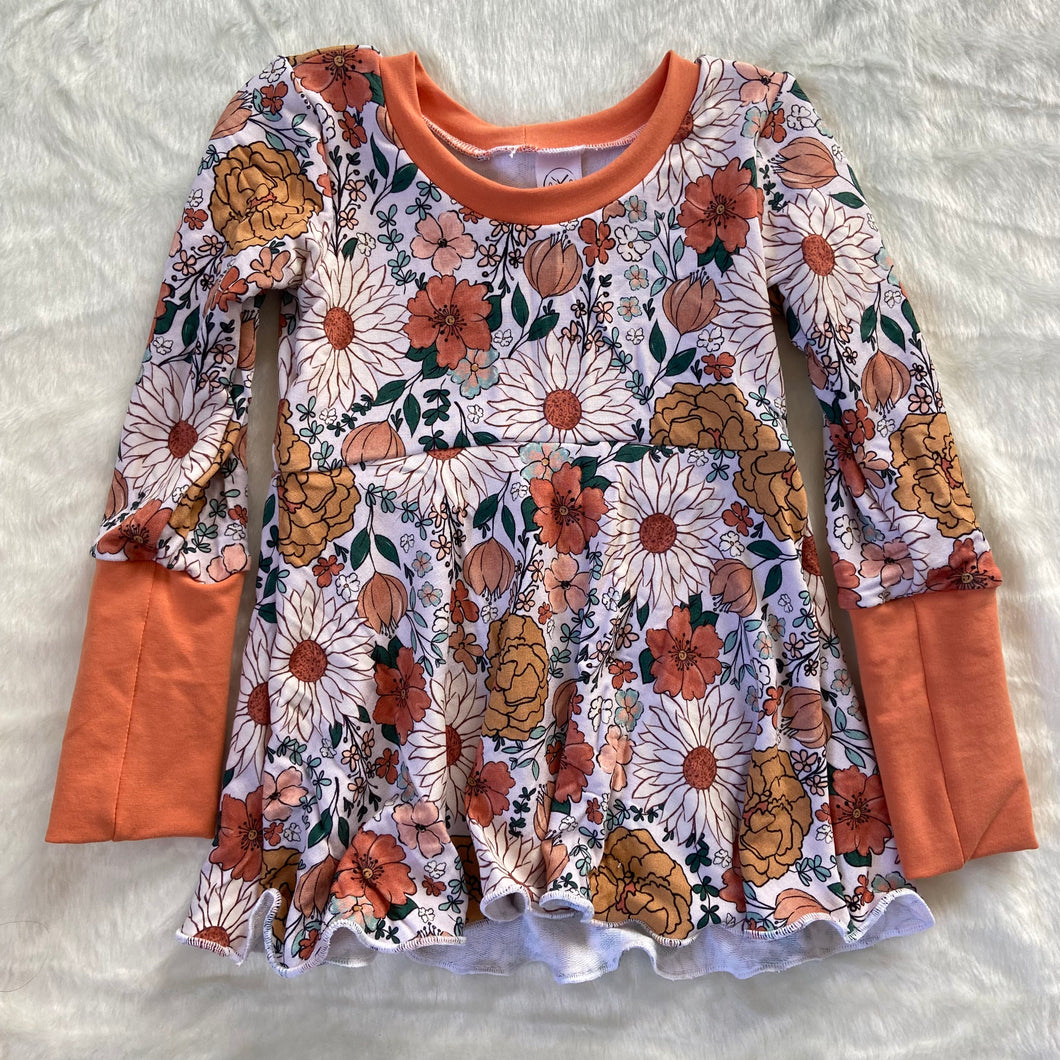 Grow With Me Peplum Sweater - Orange Blossoms