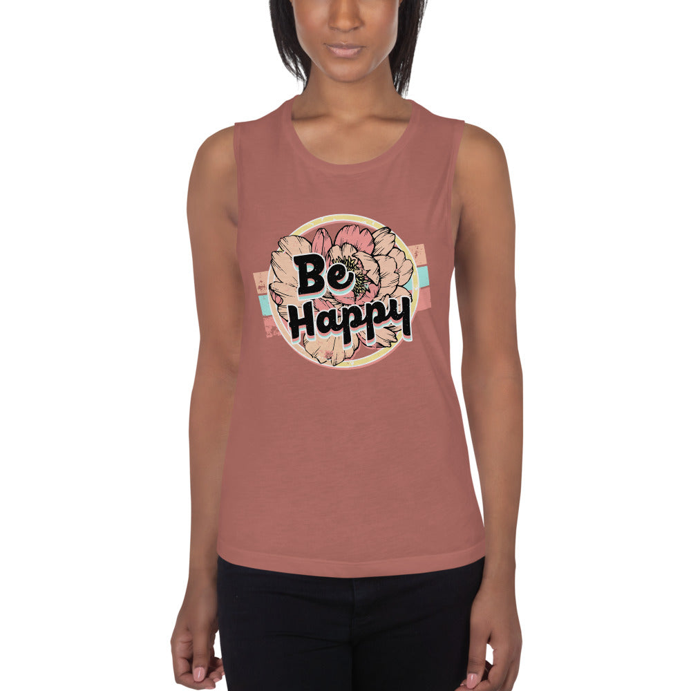 Be Happy Ladies’ Muscle Tank